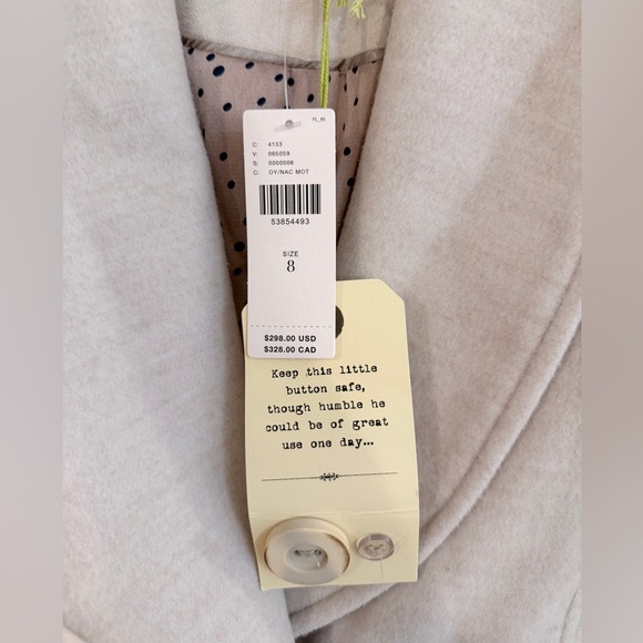 *NWT* Anthropologie Evaline Textured Cream/Tan Knee-Length Coat - Women’s 8 - Picture 7 of 9